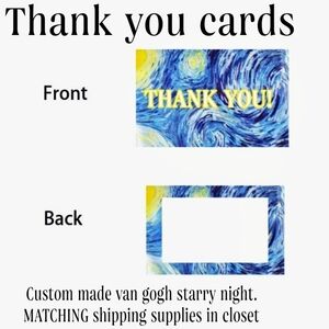 25 pk VAN Gogh THANK YOU CARD TO MATCH mailers. Self sealing + waterproof